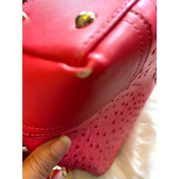 Pink Textured Handbag Ostrich Alligator With Gold Ring Accent shoulder purse PVC - Picture 14 of 16